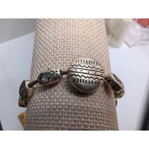 Brighton Silver Tone Beaded Bracelet 7.5 Inch Adjustable Chain